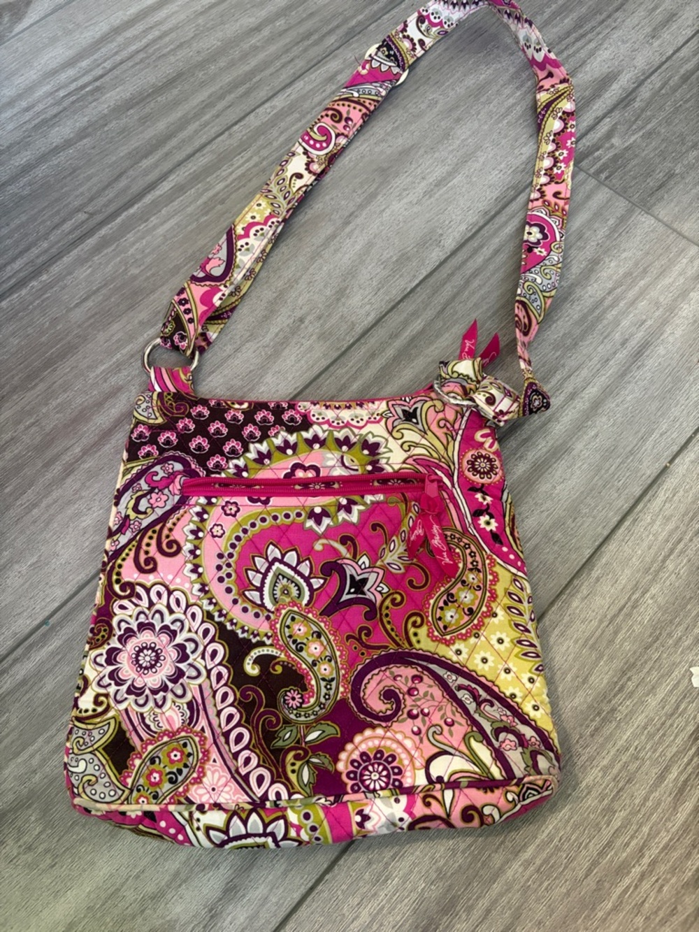 Pink Paisley Crossbody Bag - Quilted Floral Pattern
